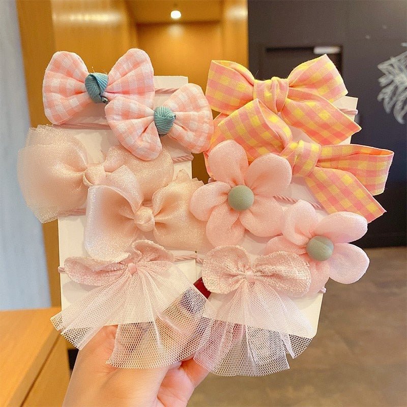 10Pcs/Set Big Bow Flower Elastic Hairbands Children