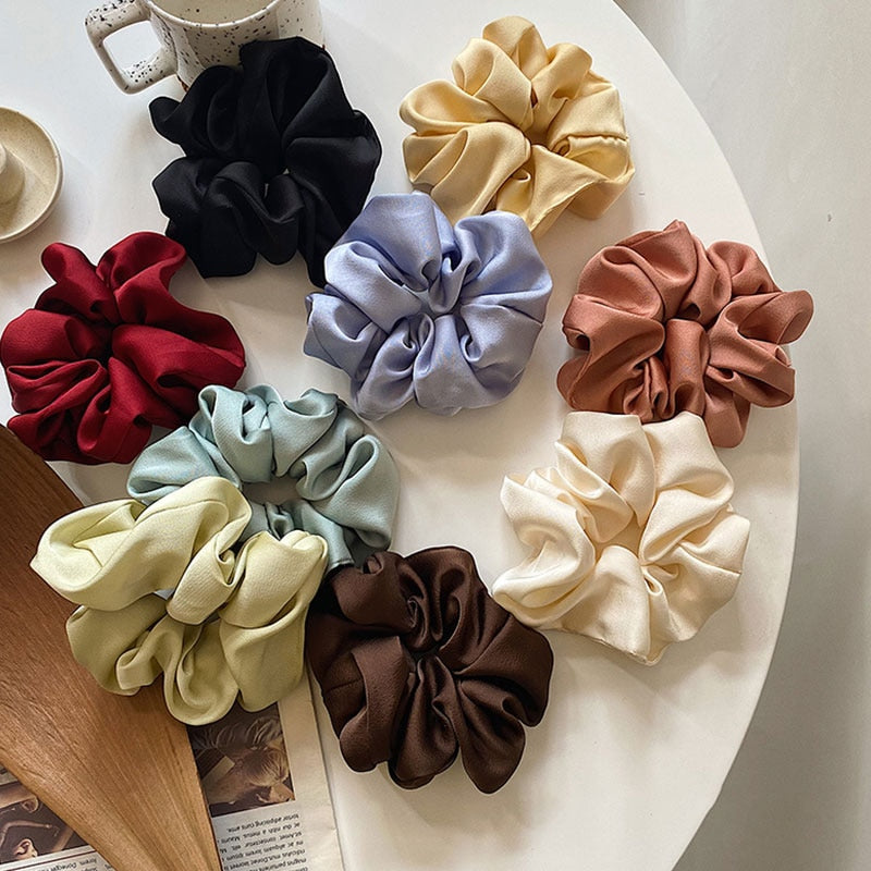 Women Silk Scrunchie Elastic Handmade Multicolor