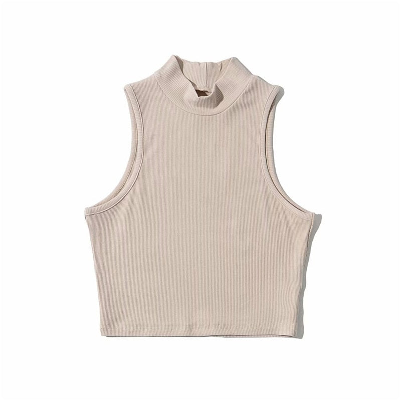 Summer Women Fashion Crop Top High Neck  5 Colors
