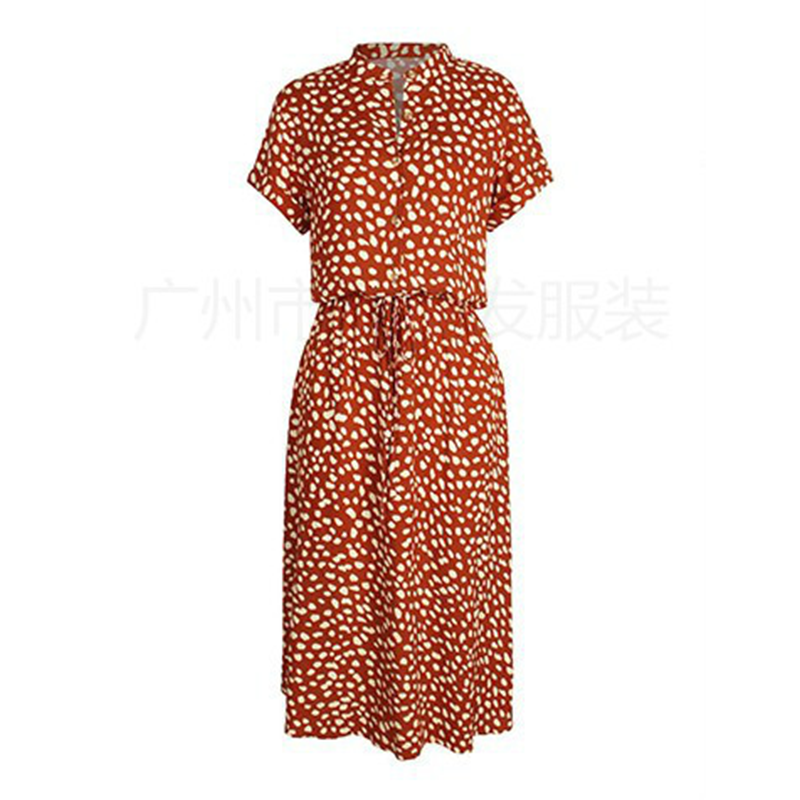 Dress Summer Leopard Print Shirt Dress and Bohemian