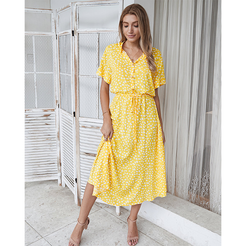 Dress Summer Leopard Print Shirt Dress and Bohemian