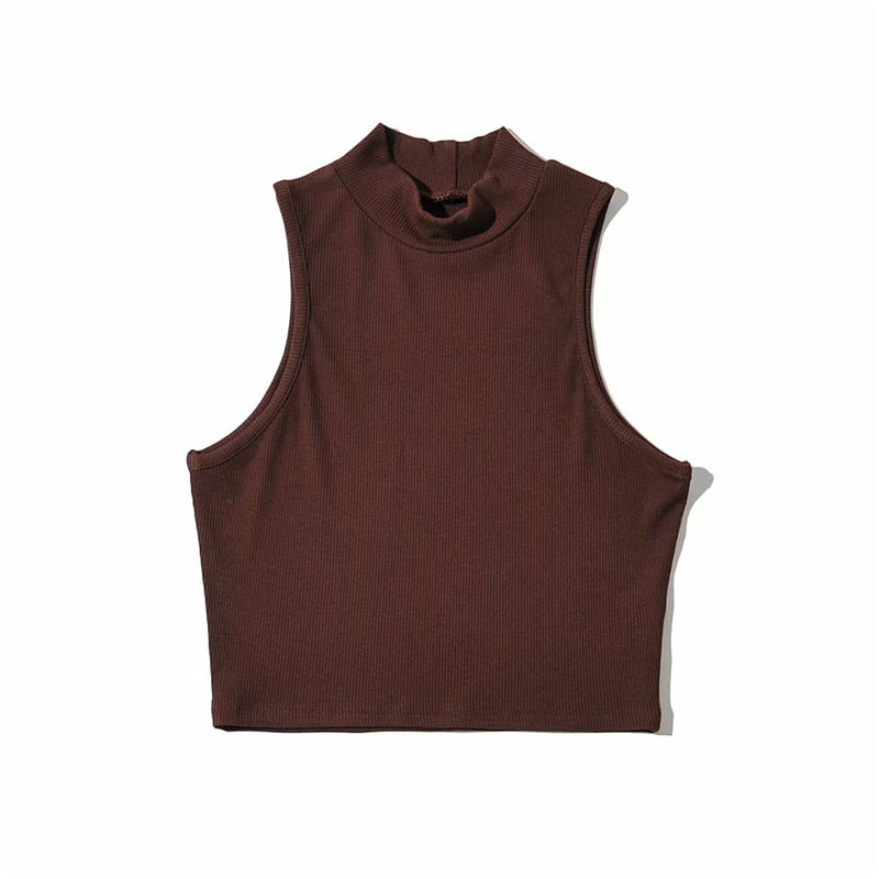 Summer Women Fashion Crop Top High Neck  5 Colors