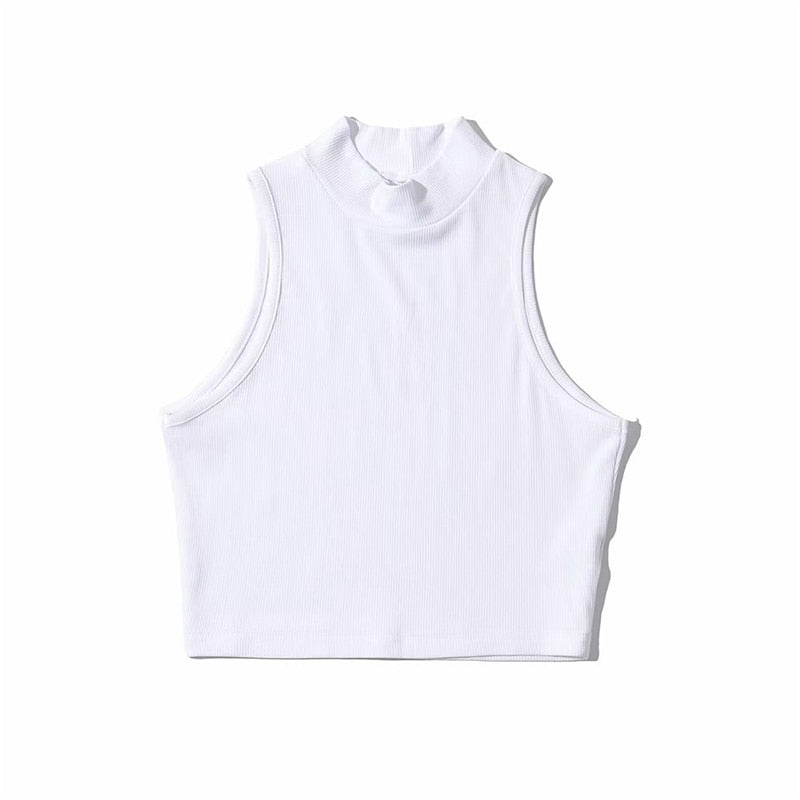 Summer Women Fashion Crop Top High Neck  5 Colors