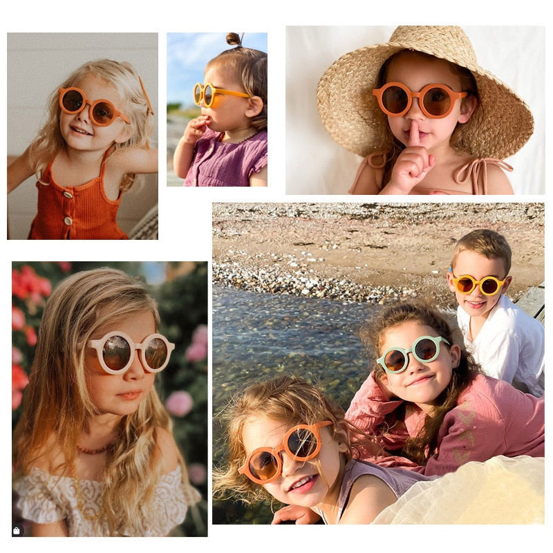 Children's color round frame sunglasses