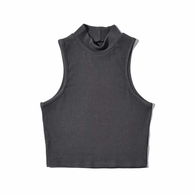 Summer Women Fashion Crop Top High Neck  5 Colors