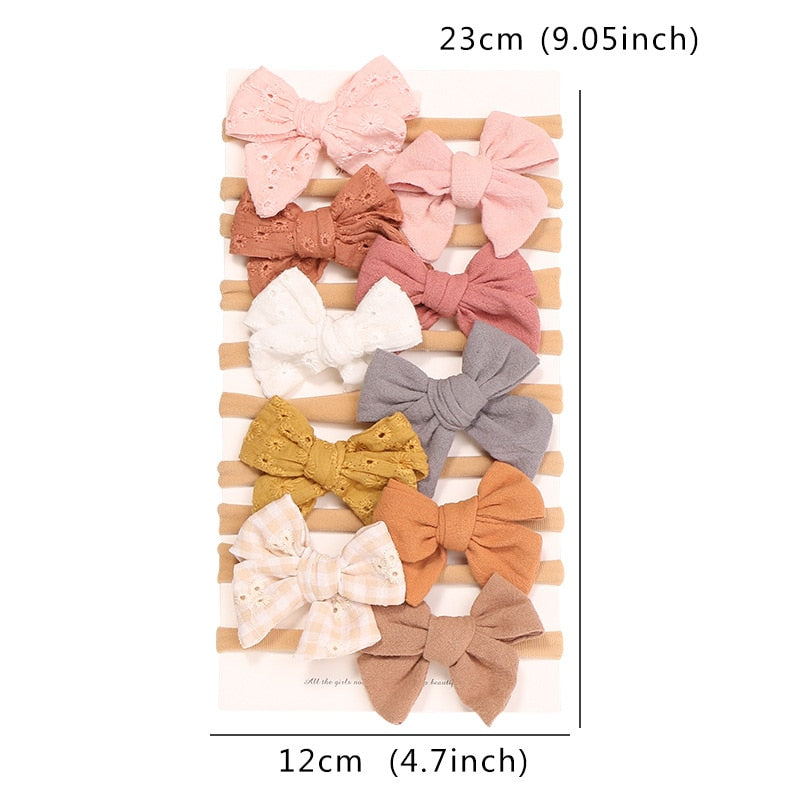 Baby Bow Headband Soft Cotton Embroidered