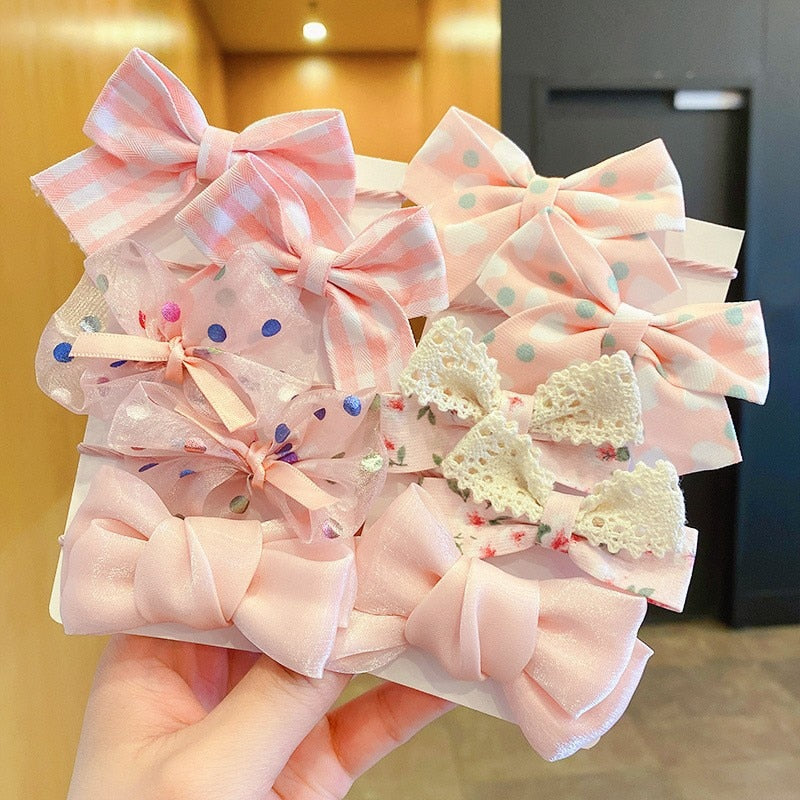 10Pcs/Set Big Bow Flower Elastic Hairbands Children