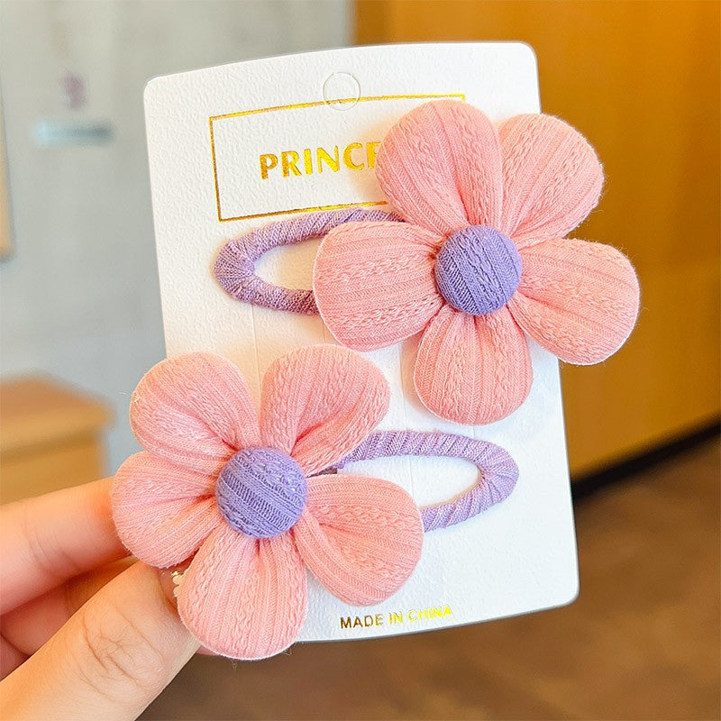 Children's Cute Fabric Flower Pair Clip Hair Accessories