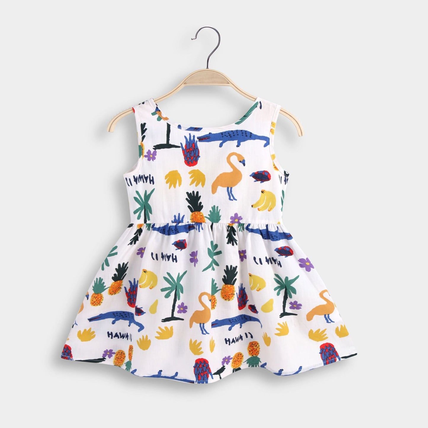 Girls Sleeveless Flower Print Dresses Summer