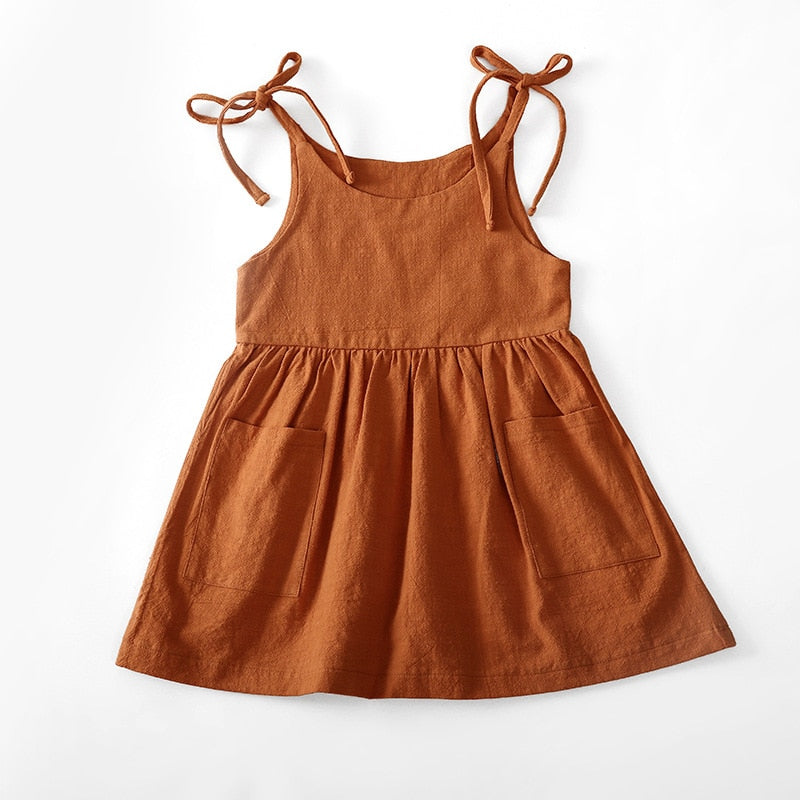 Summer Toddler Girl Dress Solid Cotton Sleeveless