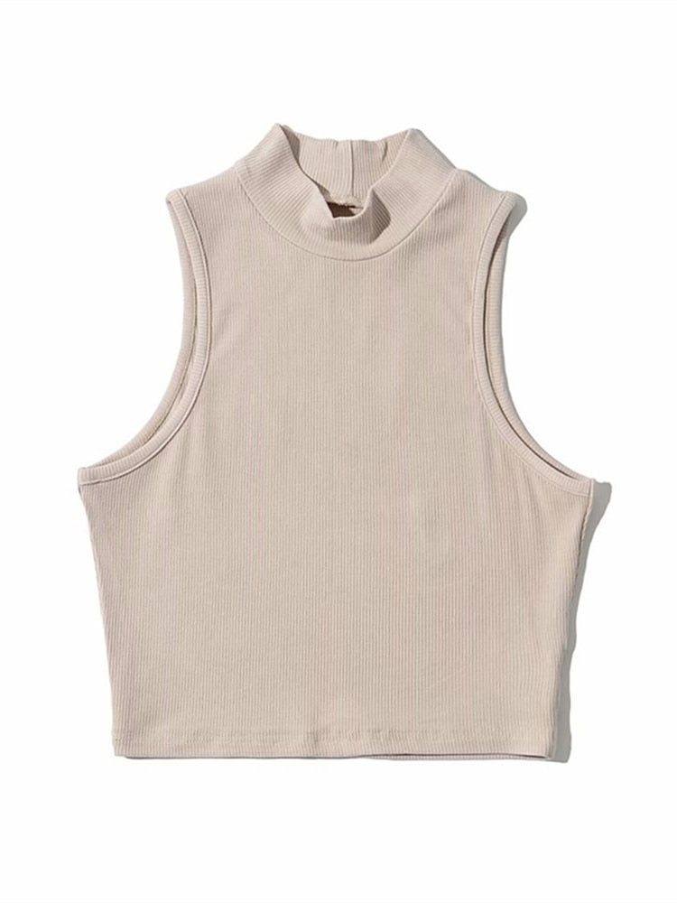 Summer Women Fashion Crop Top High Neck  5 Colors