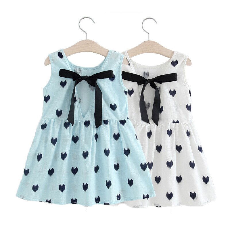 Girls Sleeveless Flower Print Dresses Summer