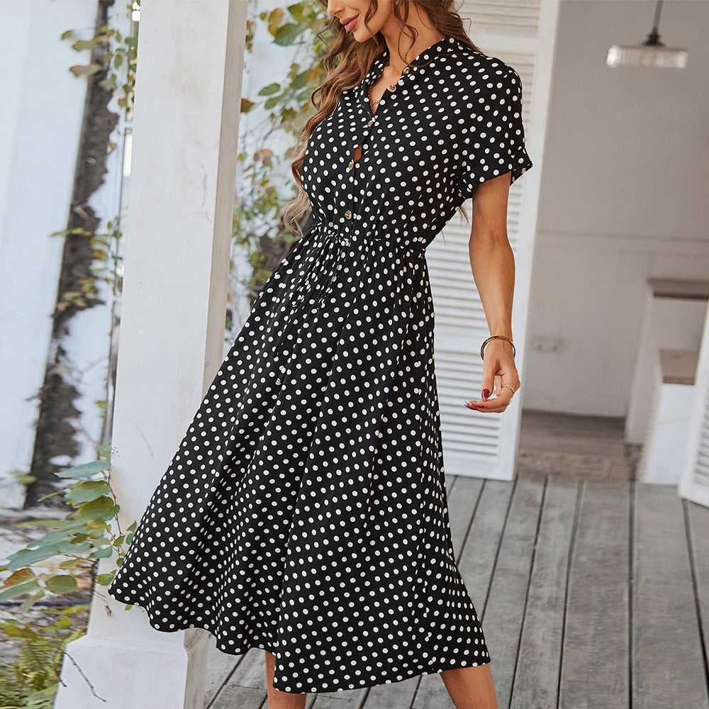 Print Shirt Dress Women Casual