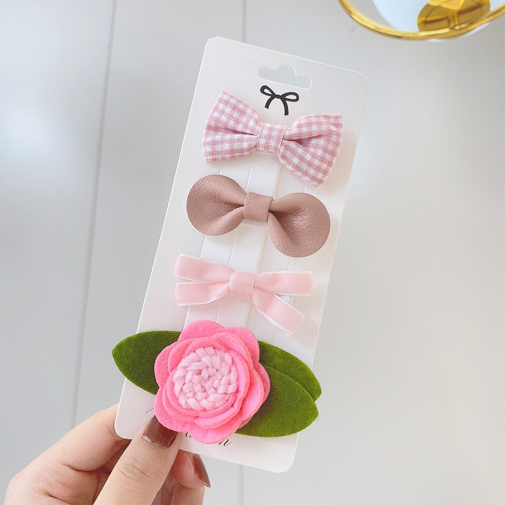 4Pcs/Set Sweet Lace Printed Hair Clips For Cute Girls