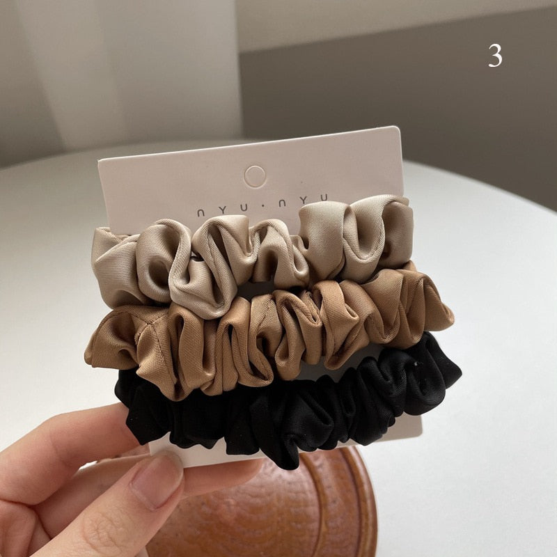 3Pcs/set Silk Satin Scrunchies Women