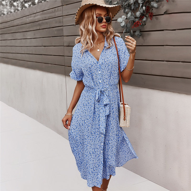 Women Floral Dress 2023 Summer Casual