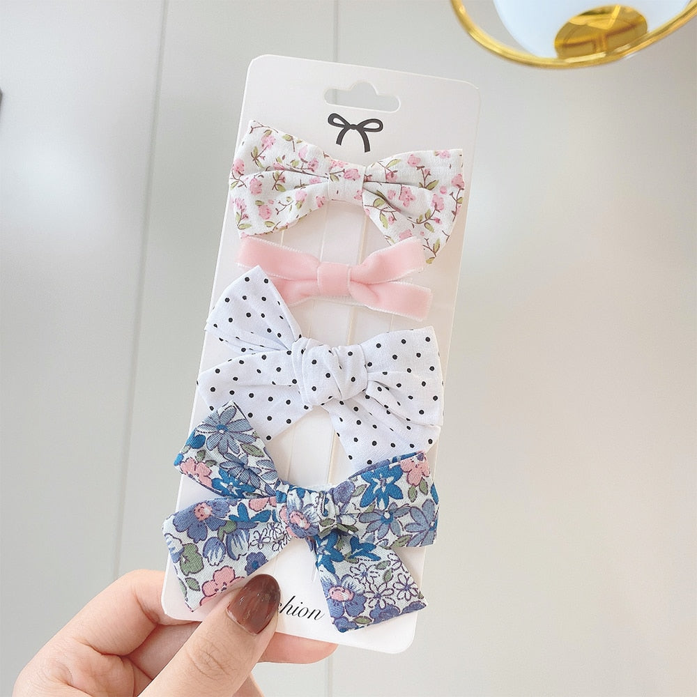 4Pcs/Set Sweet Lace Printed Hair Clips For Cute Girls