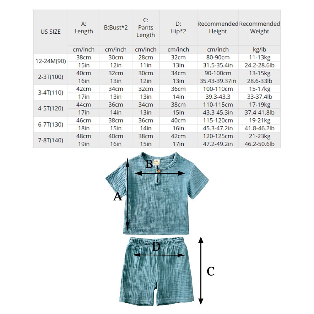 Toddler Summer Boy Girl Outfits Cotton