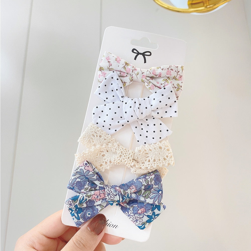 4Pcs/Set Sweet Lace Printed Hair Clips For Cute Girls