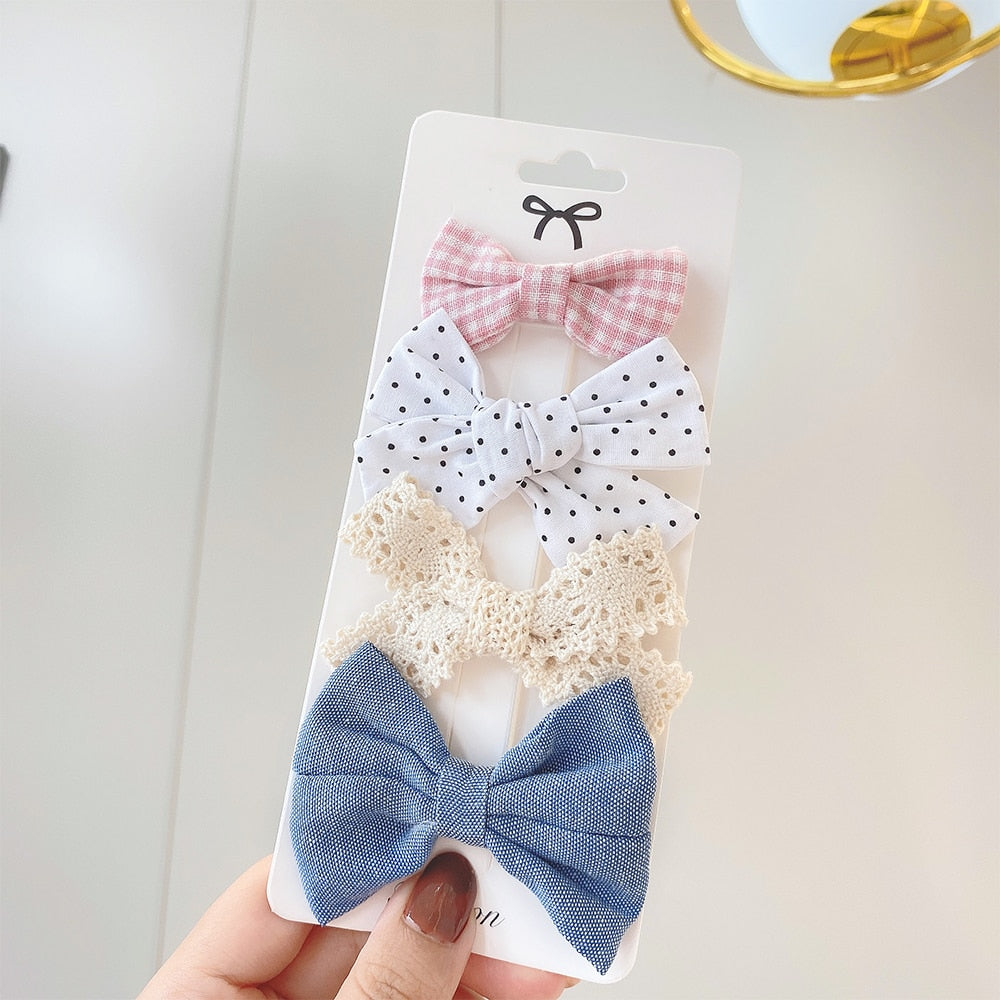 4Pcs/Set Sweet Lace Printed Hair Clips For Cute Girls