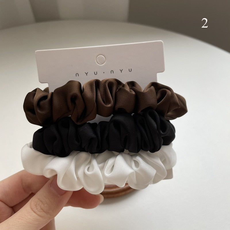 3Pcs/set Silk Satin Scrunchies Women