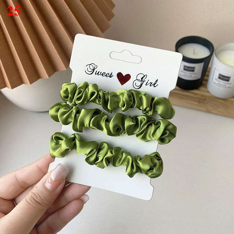 3Pcs/set Silk Satin Scrunchies Women