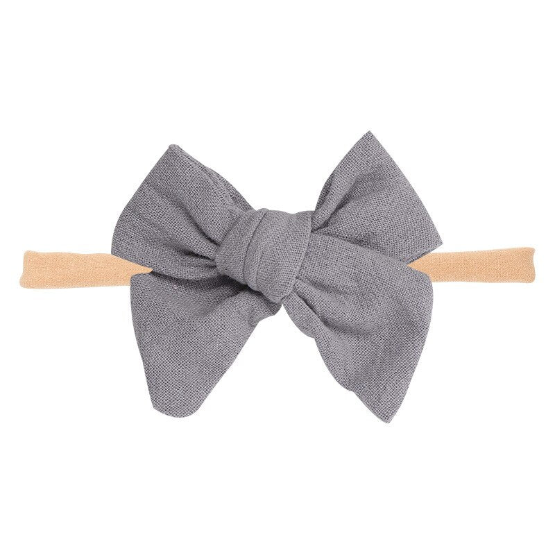 Baby Bow Headband Soft Cotton Embroidered