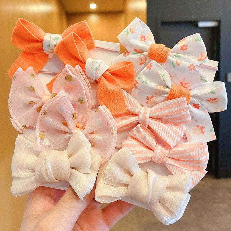 10Pcs/Set Big Bow Flower Elastic Hairbands Children