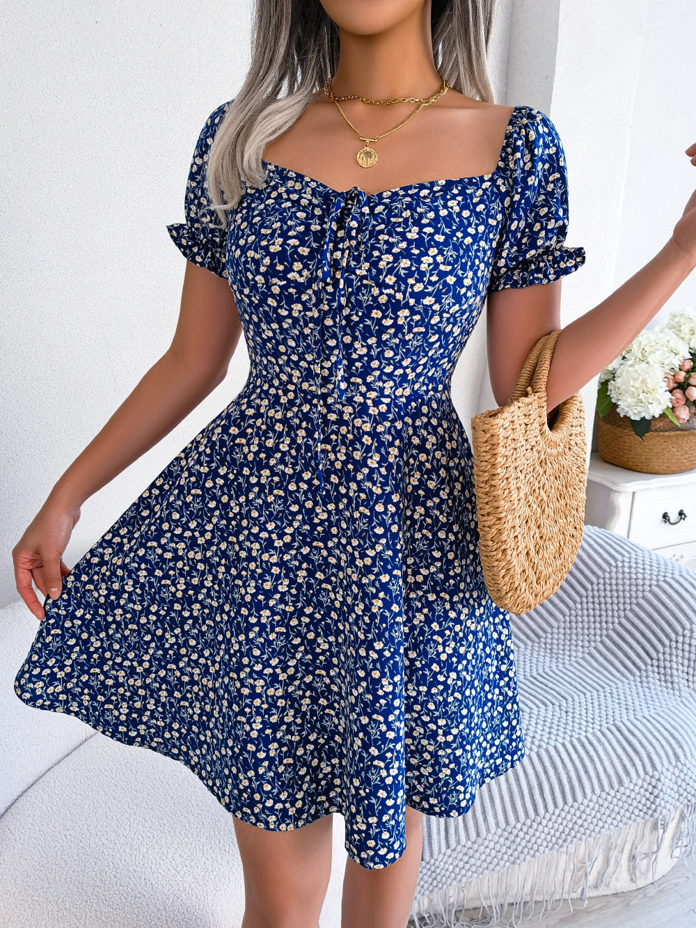 Women Casual Floral Print A Line Dress