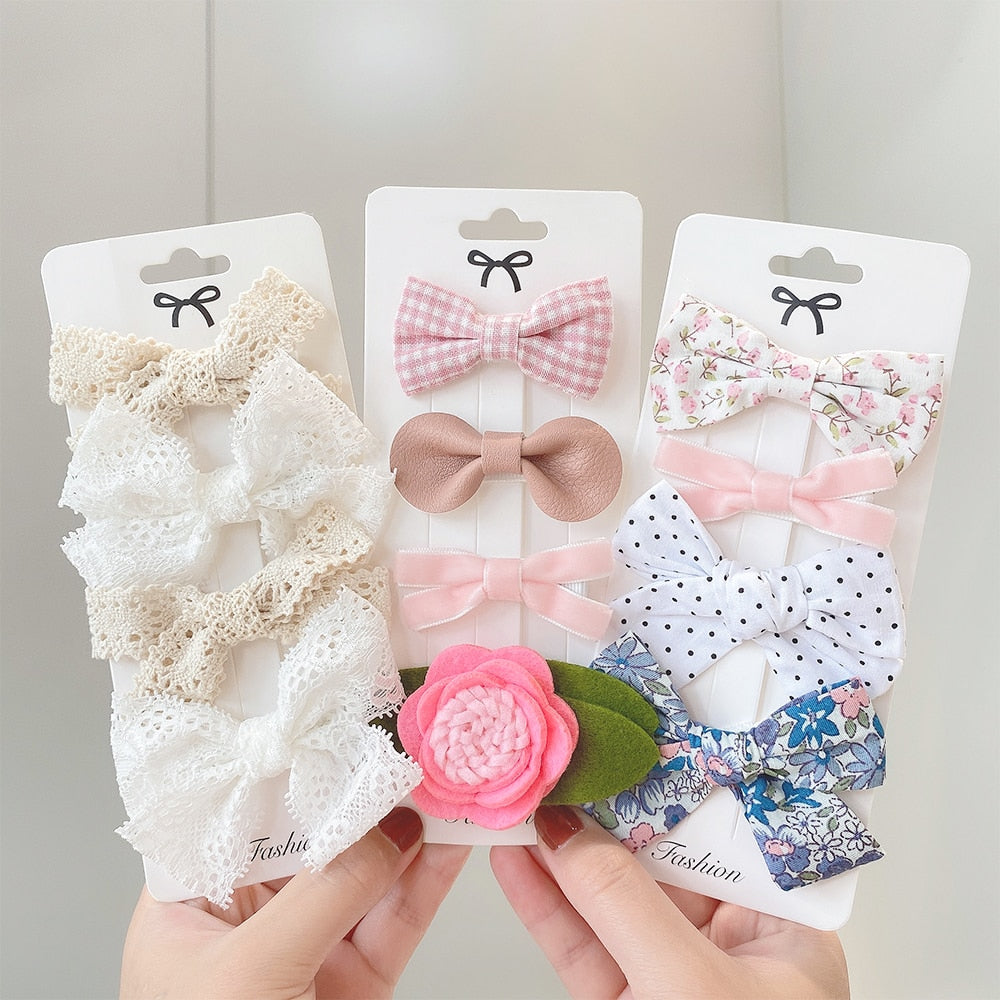 4Pcs/Set Sweet Lace Printed Hair Clips For Cute Girls
