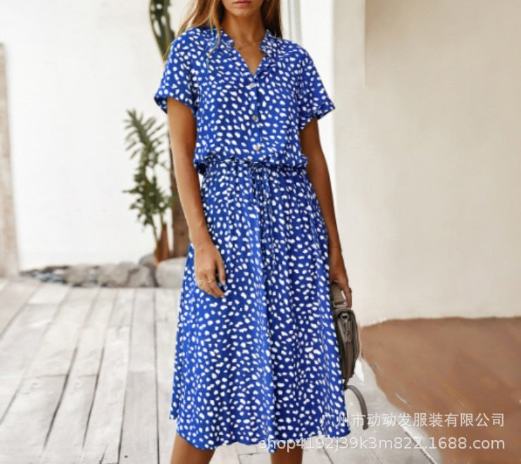 Dress Summer Leopard Print Shirt Dress and Bohemian
