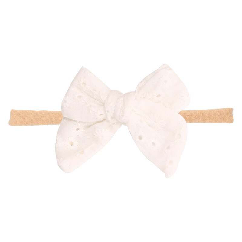 Baby Bow Headband Soft Cotton Embroidered