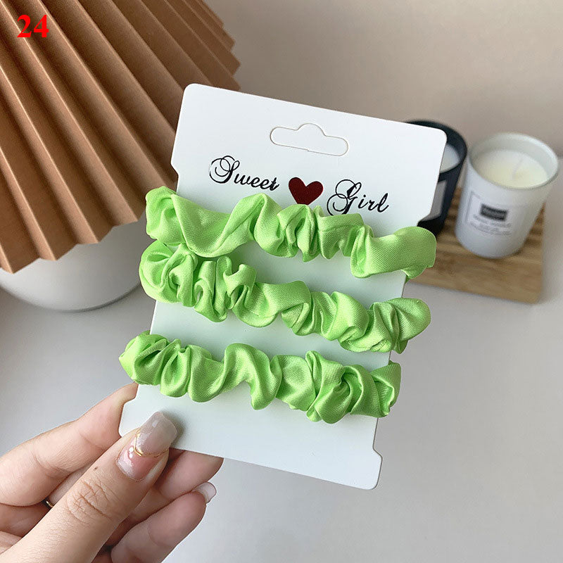 3Pcs/set Silk Satin Scrunchies Women