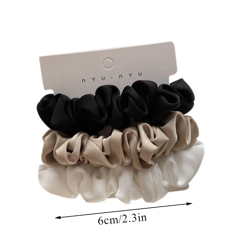 3Pcs/set Silk Satin Scrunchies Women