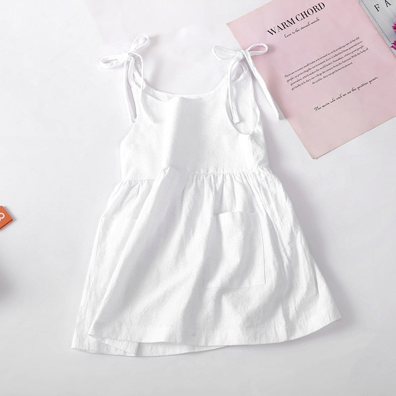 Summer Toddler Girl Dress Solid Cotton Sleeveless