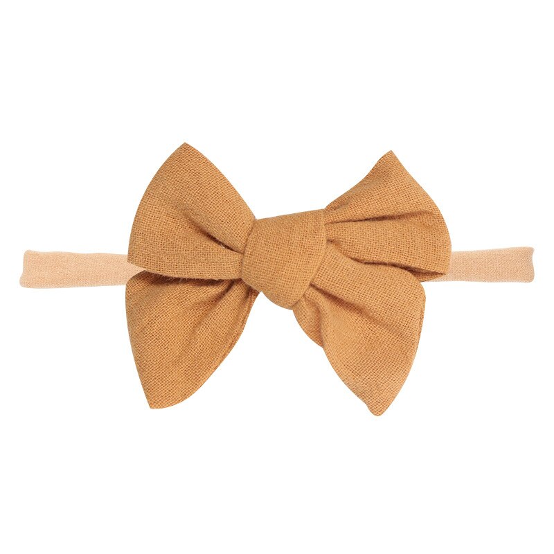 Baby Bow Headband Soft Cotton Embroidered