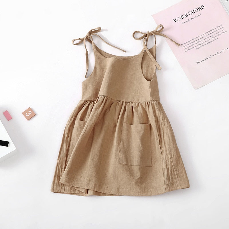 Summer Toddler Girl Dress Solid Cotton Sleeveless