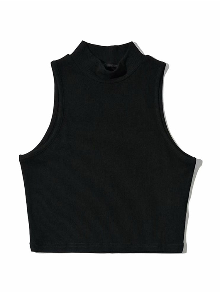Summer Women Fashion Crop Top High Neck  5 Colors
