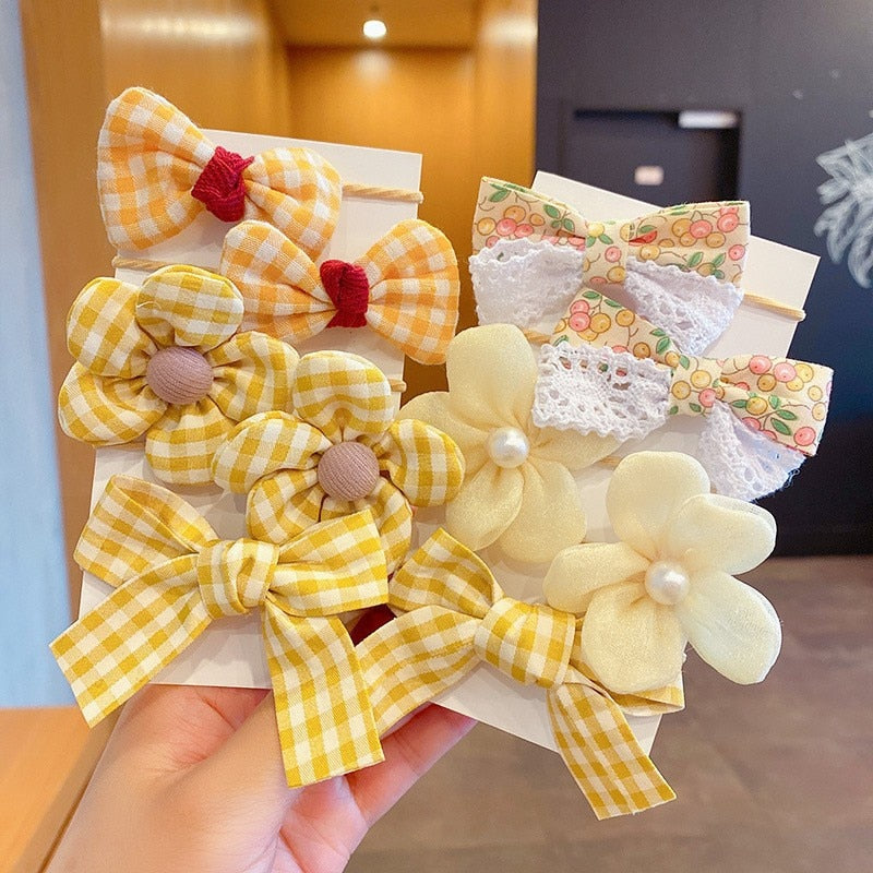 10Pcs/Set Big Bow Flower Elastic Hairbands Children
