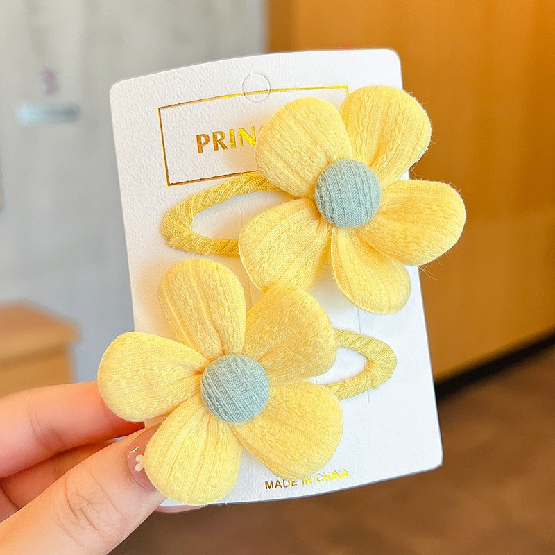 Children's Cute Fabric Flower Pair Clip Hair Accessories