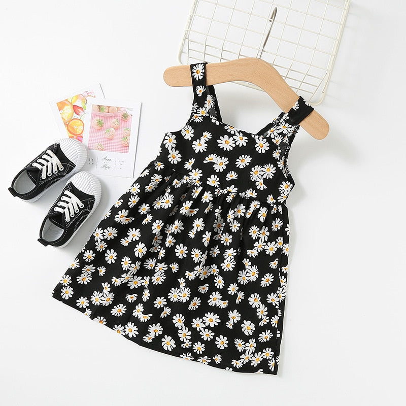 Girls Sleeveless Flower Print Dresses Summer