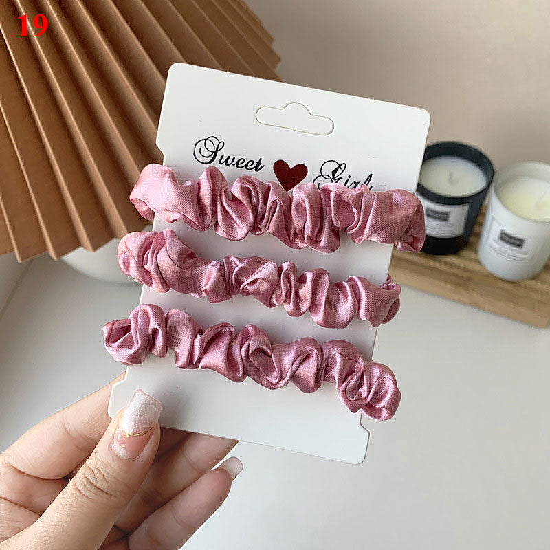 3Pcs/set Silk Satin Scrunchies Women