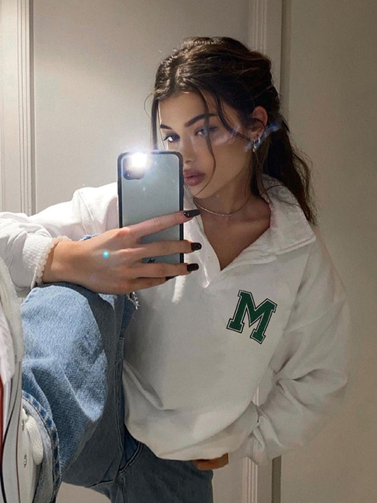 White Oversized Sweatshirt Women