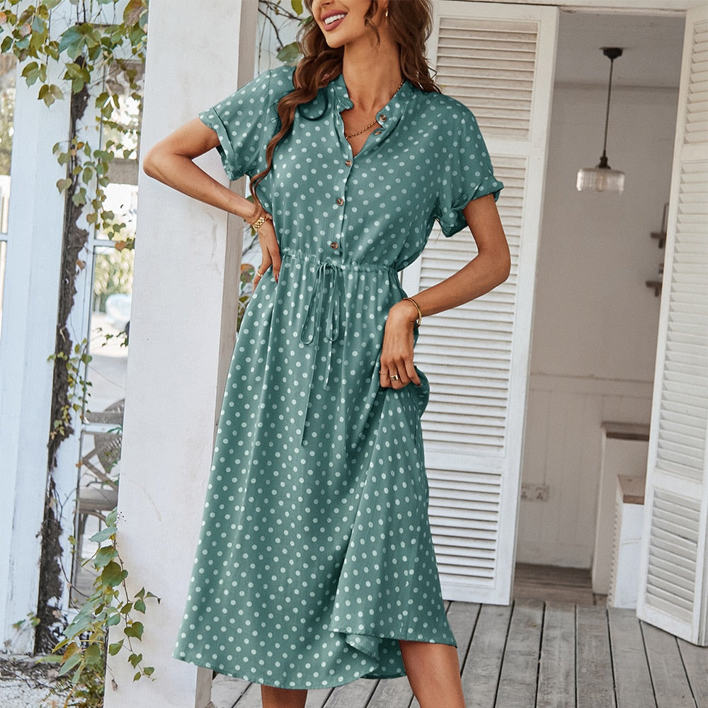 Print Shirt Dress Women Casual