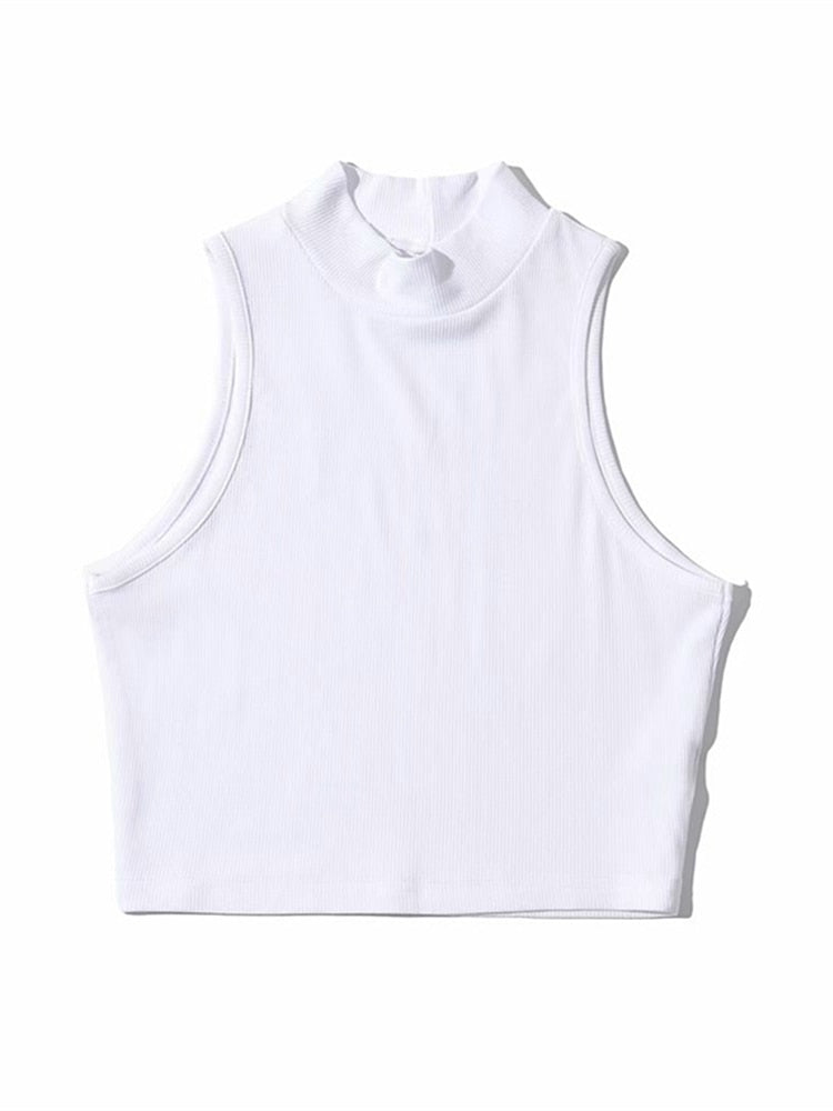 Summer Women Fashion Crop Top High Neck  5 Colors