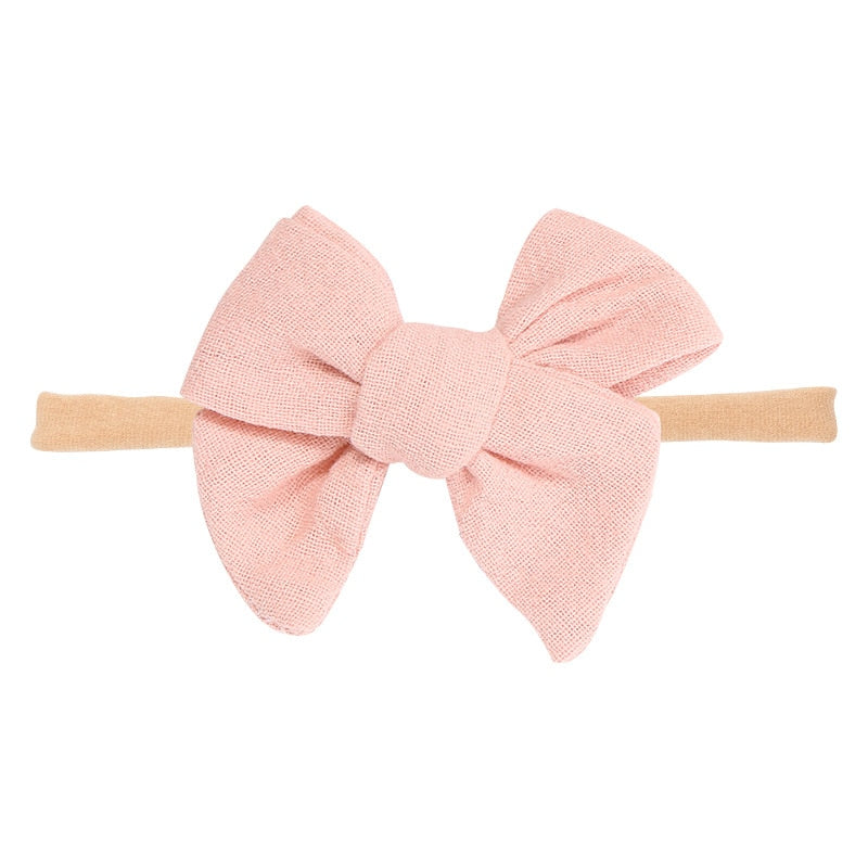 Baby Bow Headband Soft Cotton Embroidered