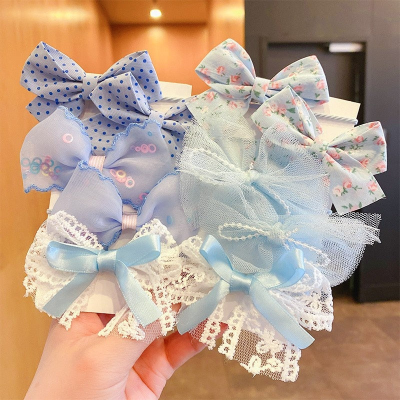 10Pcs/Set Big Bow Flower Elastic Hairbands Children