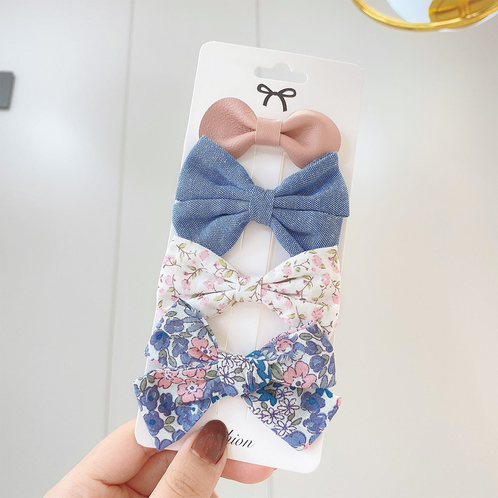 4Pcs/Set Sweet Lace Printed Hair Clips For Cute Girls