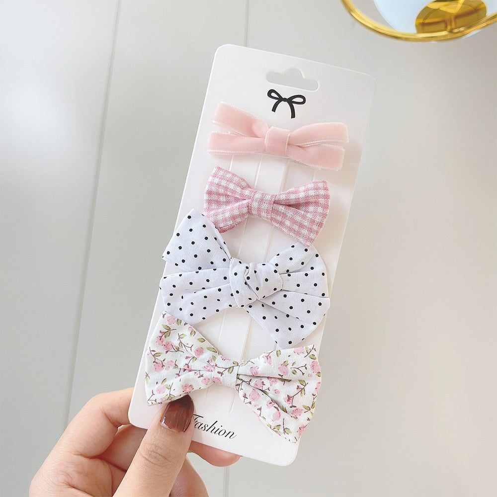 4Pcs/Set Sweet Lace Printed Hair Clips For Cute Girls