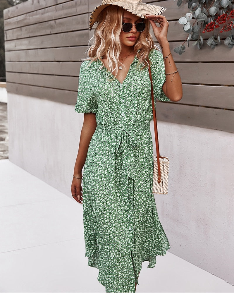 Women Floral Dress 2023 Summer Casual